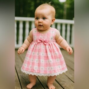Vintage Good Lad Pink and White Checkered Baby Dress
